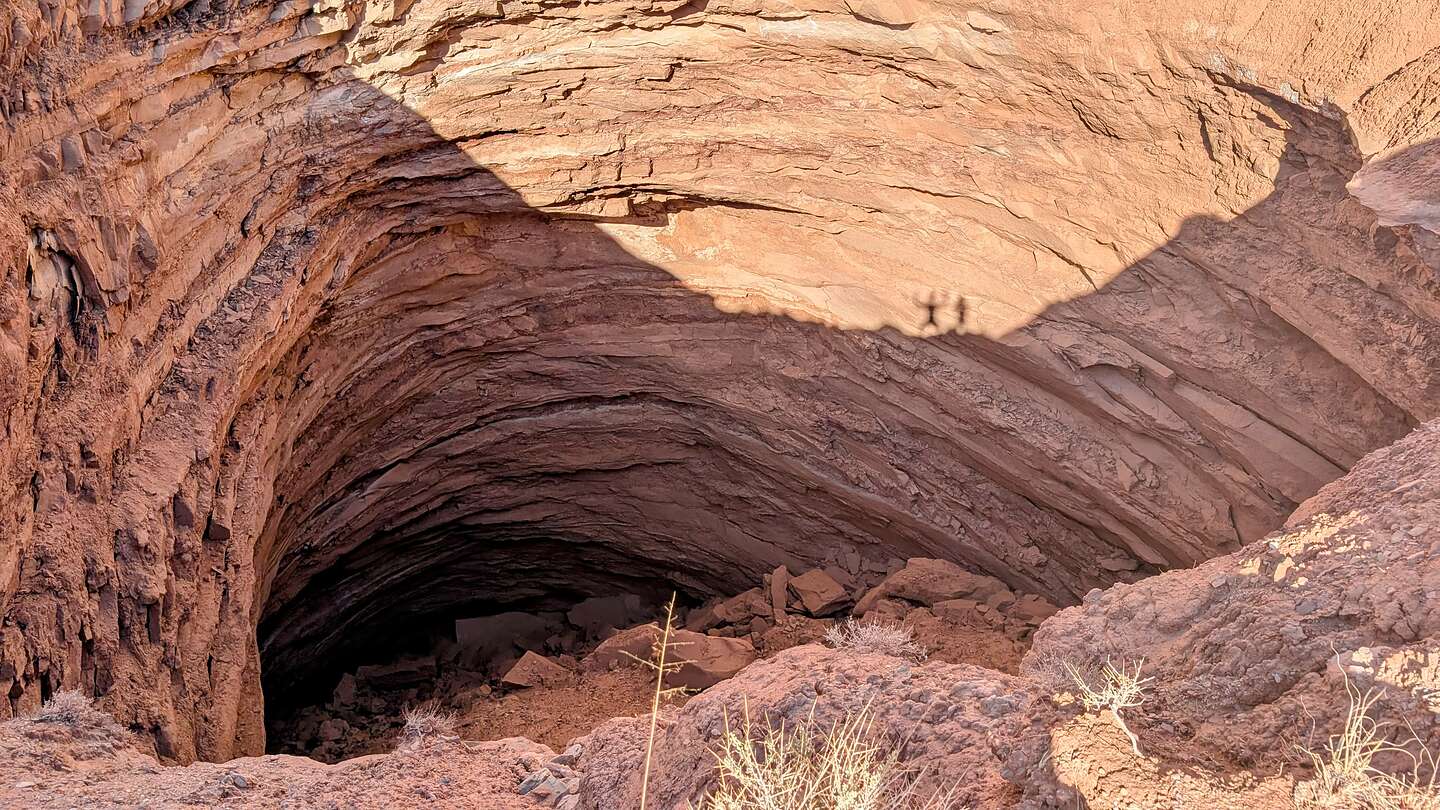 Gypsum sinkhole with our shadows
